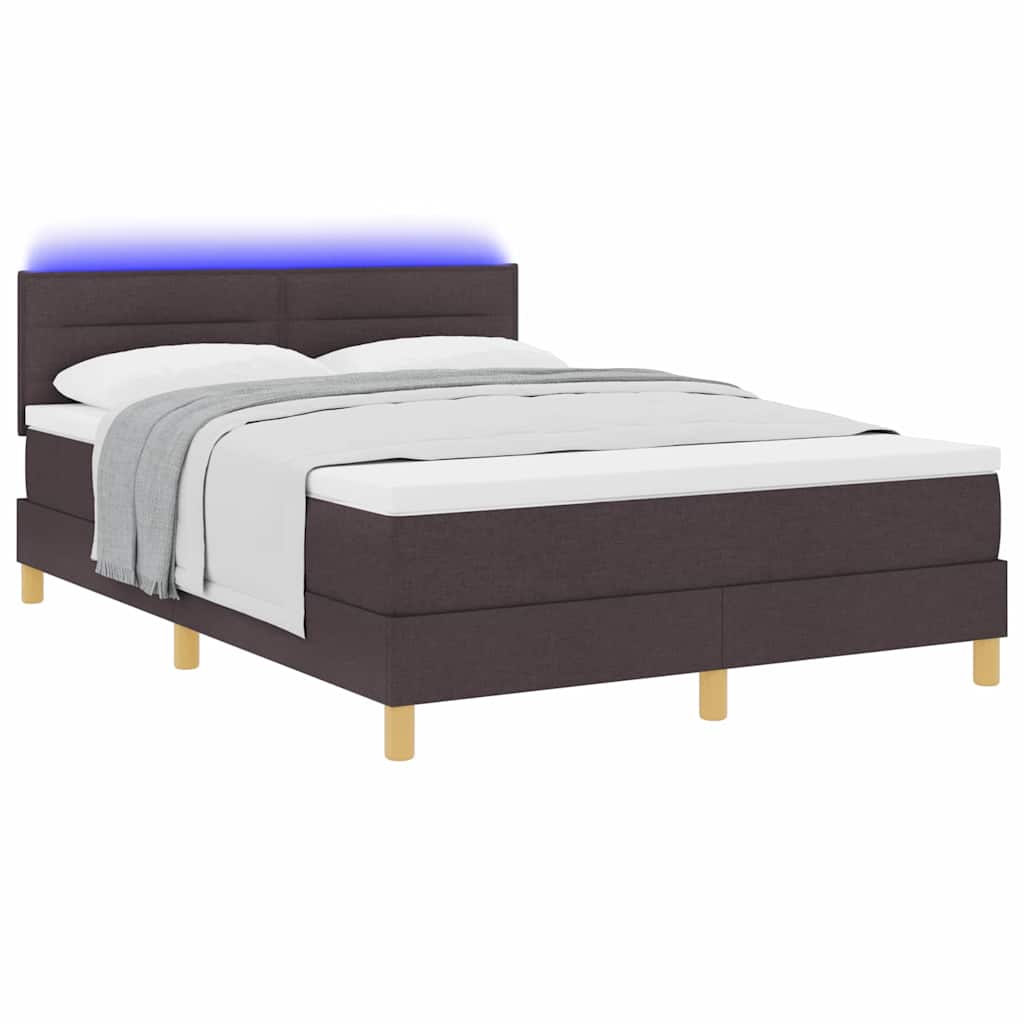 LED Box Spring Bed met hoofdeinde Donkerbruin 140 x 200 cm Stof