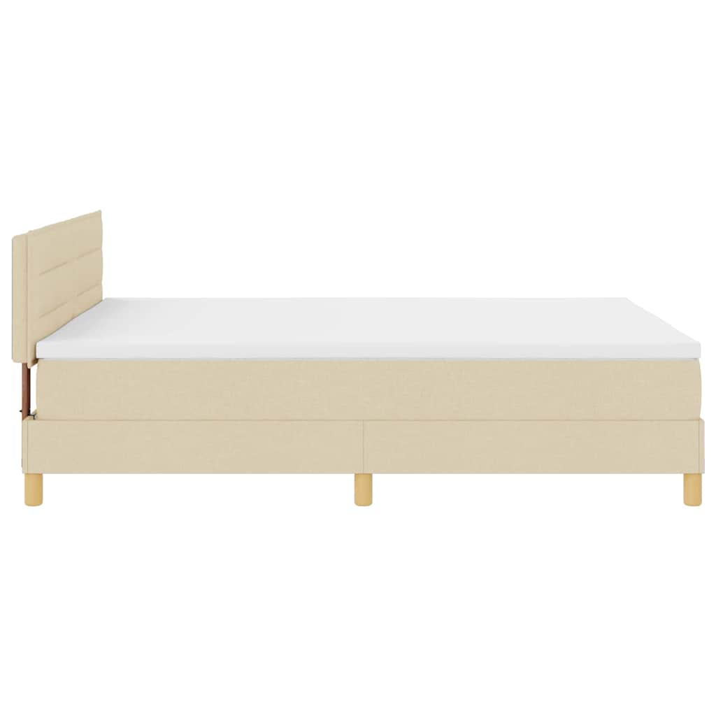 LED Box Spring Bed met hoofdeinde Crème 160 x 200 cm Stof