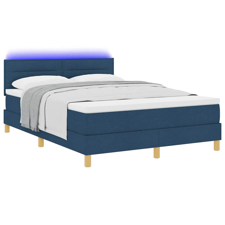 LED Box Spring Bed met hoofdeinde Blauw 160 x 200 cm Stof