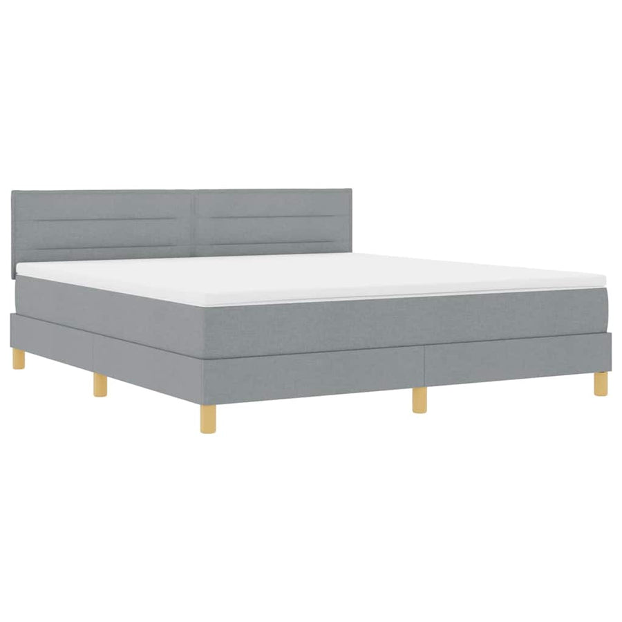LED Box Spring Bed met kussen Lichtgrijs 180 x 200 cm Stof