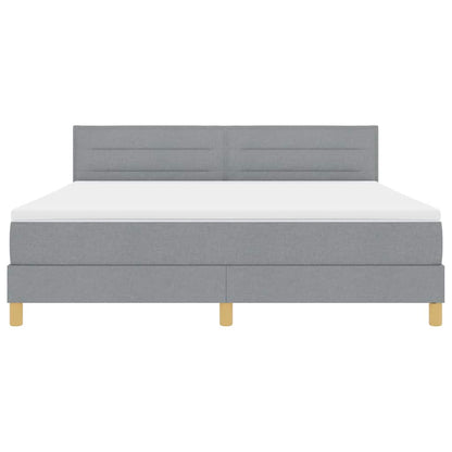 LED Box Spring Bed met kussen Lichtgrijs 180 x 200 cm Stof