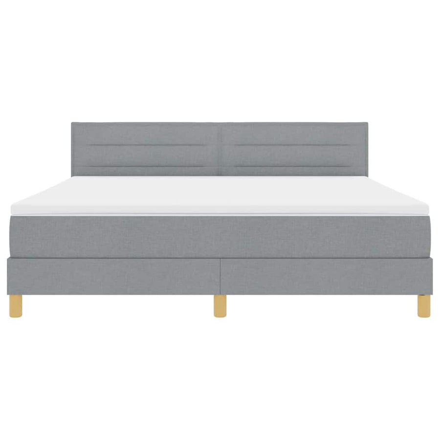 LED Box Spring Bed met kussen Lichtgrijs 180 x 200 cm Stof