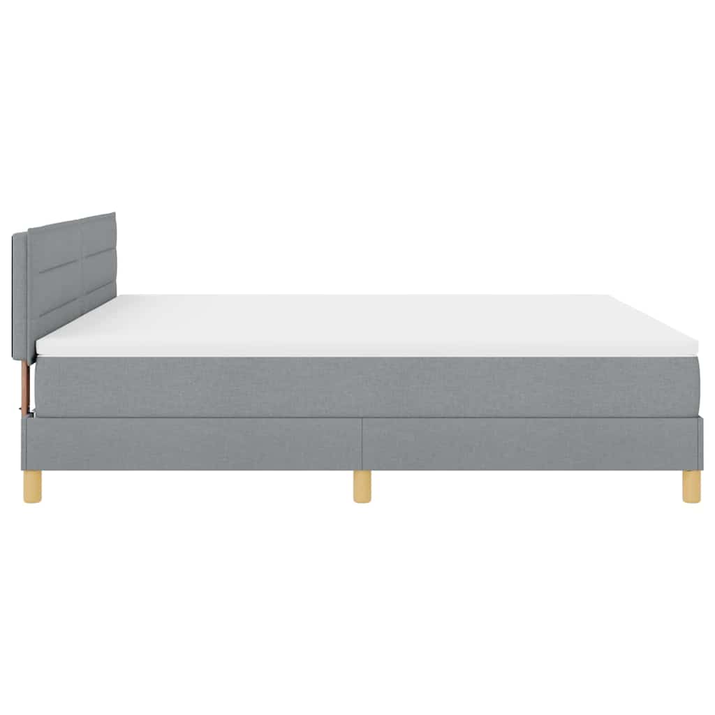 LED Box Spring Bed met kussen Lichtgrijs 180 x 200 cm Stof