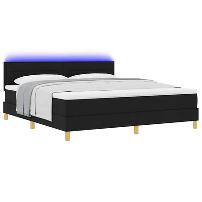 Boxspring bed met matras met hoofdeinde Zwart 180 x 200 cm Stof