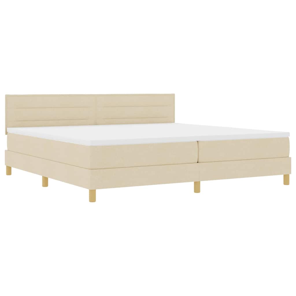 LED Box Spring Bed met hoofdeinde Crème 200 x 200 cm Stof