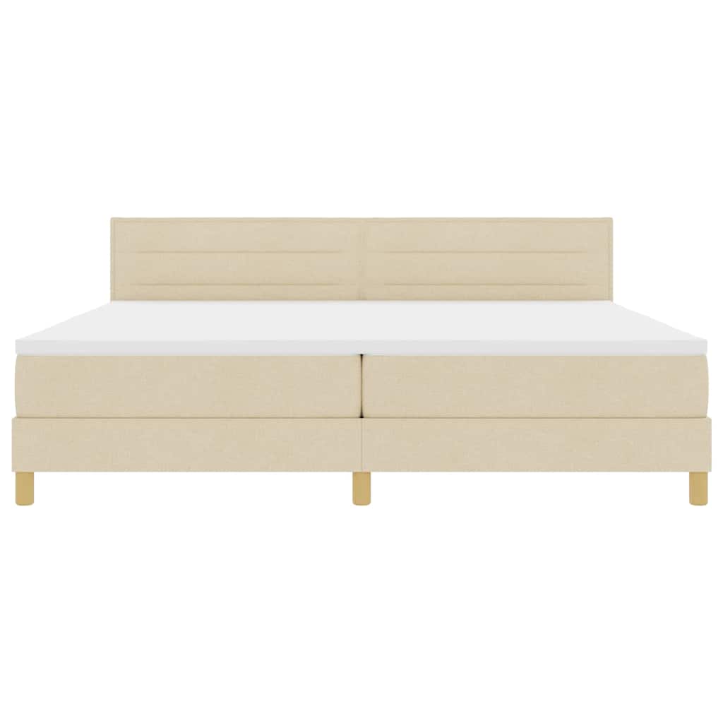 LED Box Spring Bed met hoofdeinde Crème 200 x 200 cm Stof