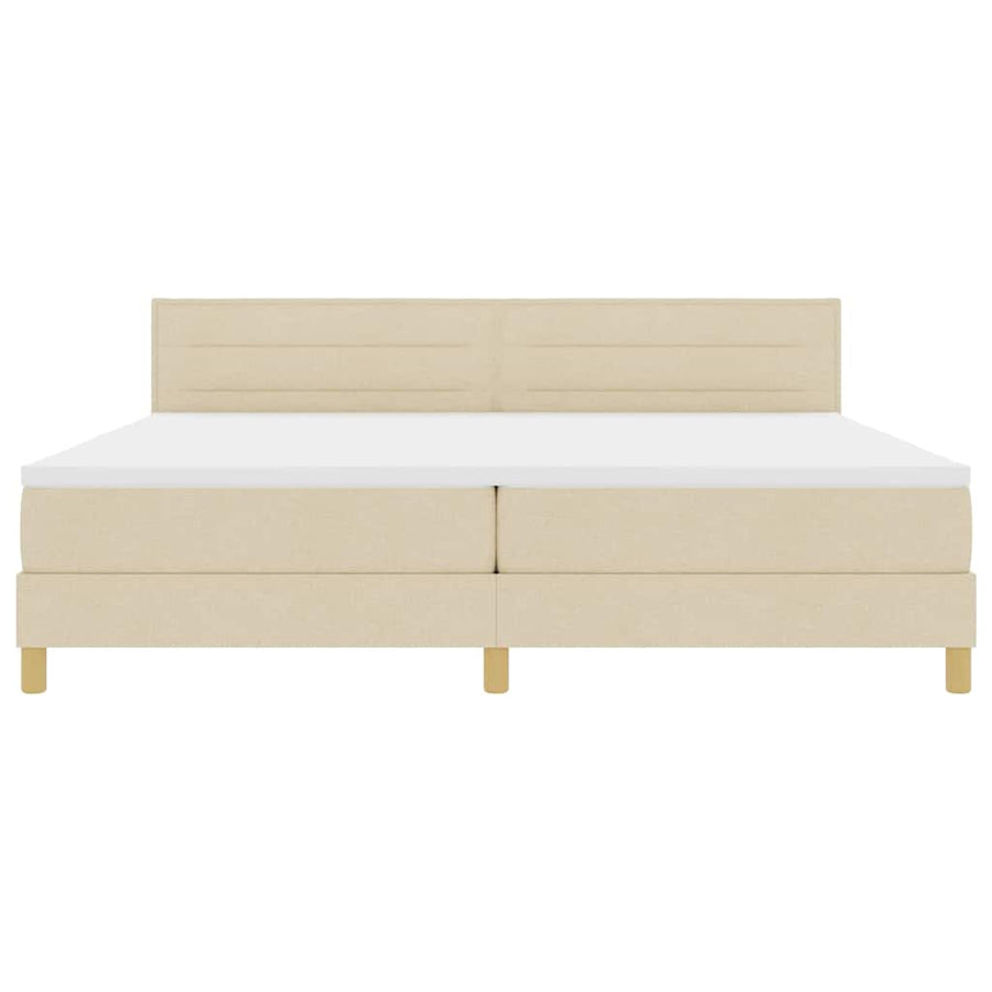 LED Box Spring Bed met hoofdeinde Crème 200 x 200 cm Stof