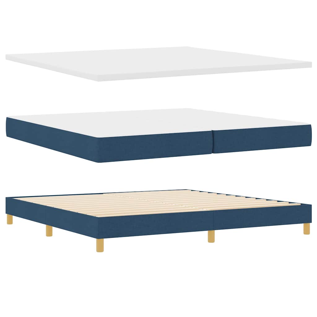 LED Box Spring Bed met hoofdeinde Blauw 200 x 200 cm Stof
