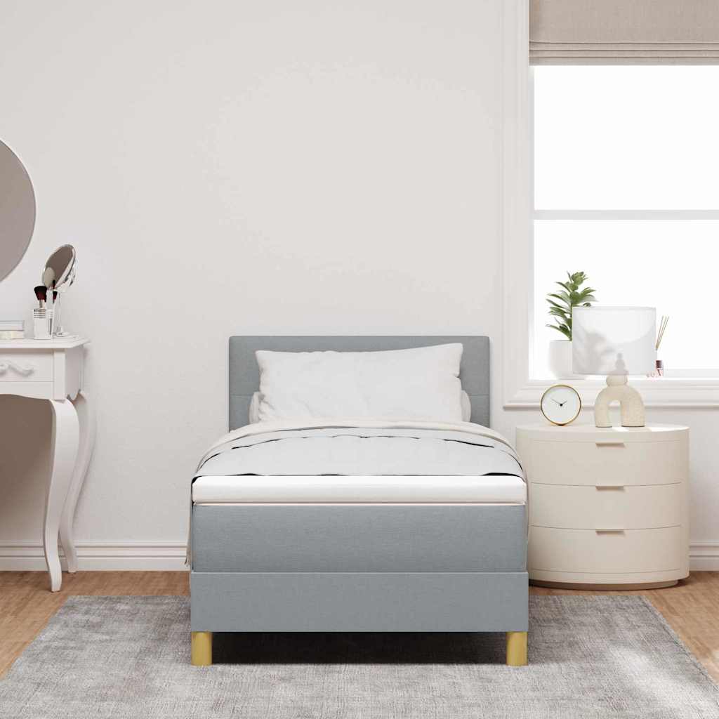 LED Box Spring Bed met hoofdeinde Lichtgrijs 80 x 200 cm Stof
