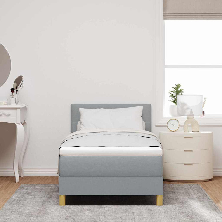 LED Box Spring Bed met hoofdeinde Lichtgrijs 80 x 200 cm Stof