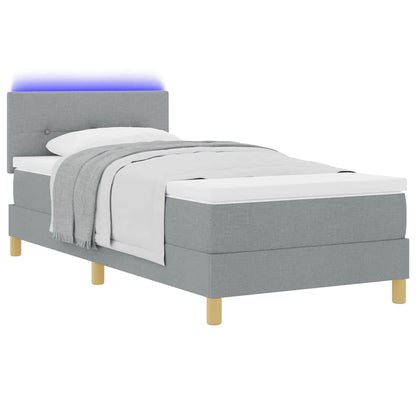 LED Box Spring Bed met hoofdeinde Lichtgrijs 80 x 200 cm Stof