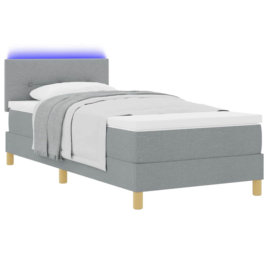 LED Box Spring Bed met hoofdeinde Lichtgrijs 80 x 200 cm Stof