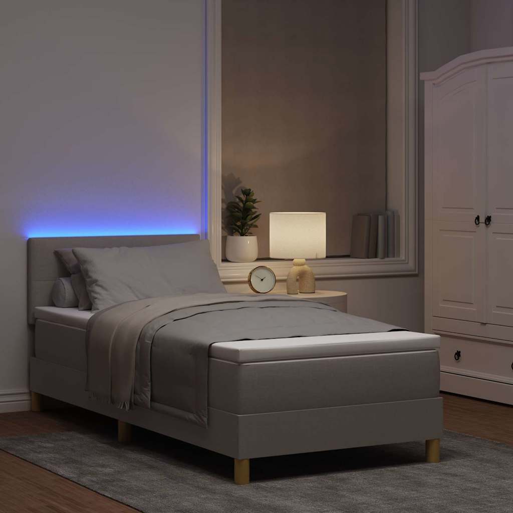 LED Box Spring Bed met hoofdeinde Taupe 80 x 200 cm Stof