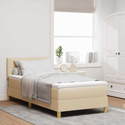 Boxspring bed crème 80x200 cm met LED en verstelbaar hoofdeinde