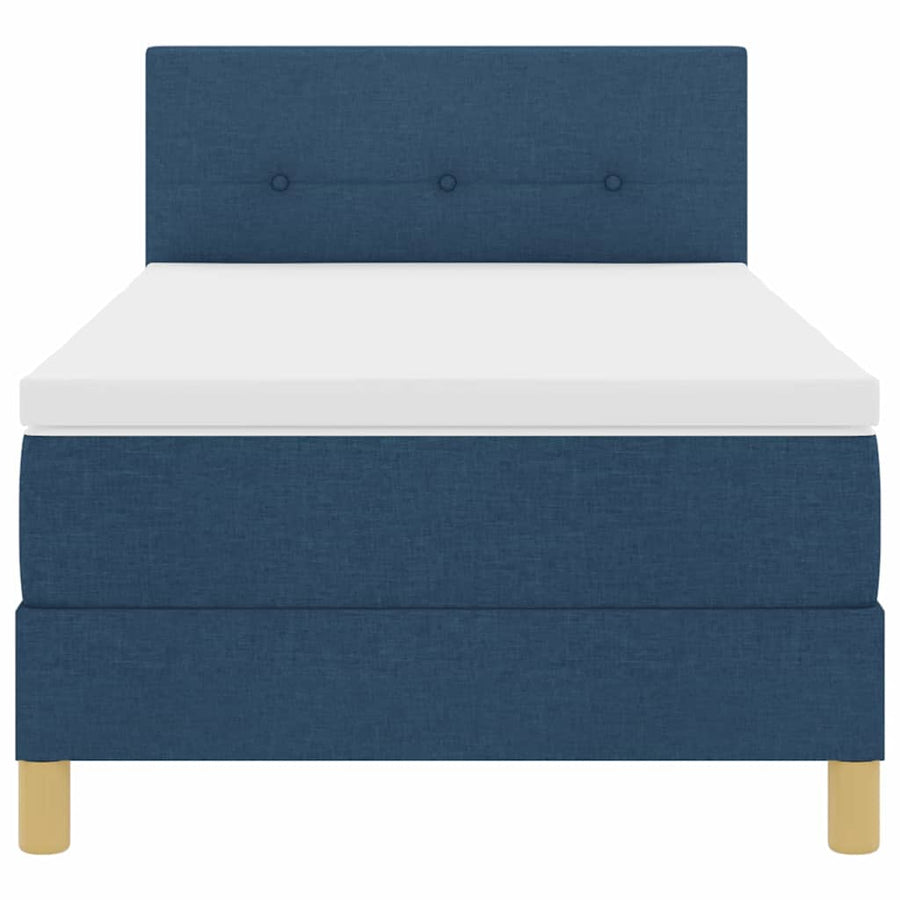 LED Box Spring Bed met kussen Blauw 80 x 200 cm Stof