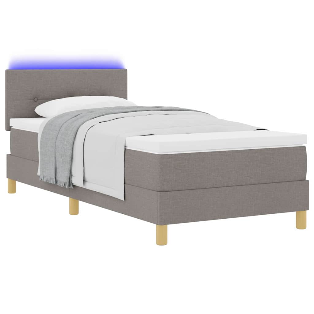 LED Box Spring Bed met hoofdeinde Taupe 90 x 190 cm Stof