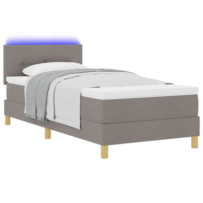 LED Box Spring Bed met hoofdeinde Taupe 90 x 190 cm Stof