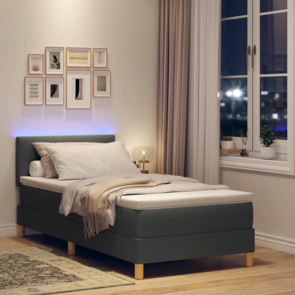 LED Box Spring Bed met hoofdeinde Donkergrijs 90 x 200 cm Stof