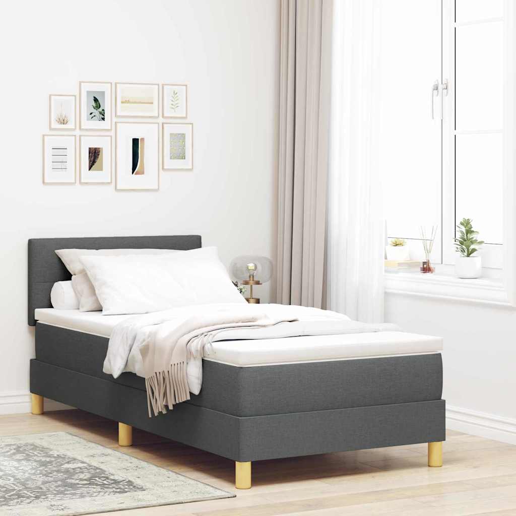 LED Box Spring Bed met hoofdeinde Donkergrijs 90 x 200 cm Stof