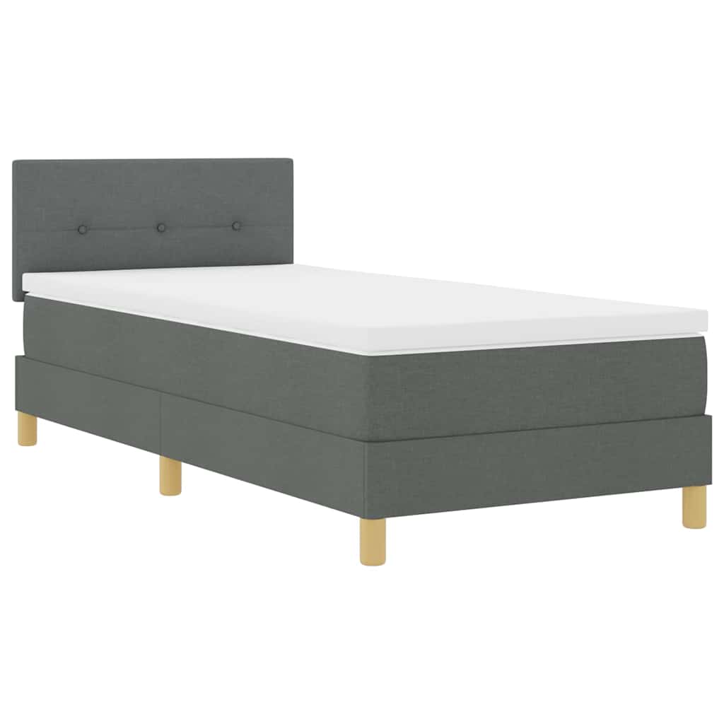LED Box Spring Bed met hoofdeinde Donkergrijs 90 x 200 cm Stof