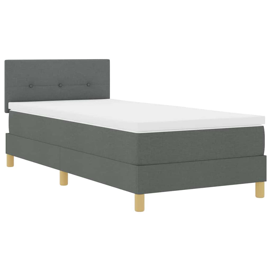 LED Box Spring Bed met hoofdeinde Donkergrijs 90 x 200 cm Stof