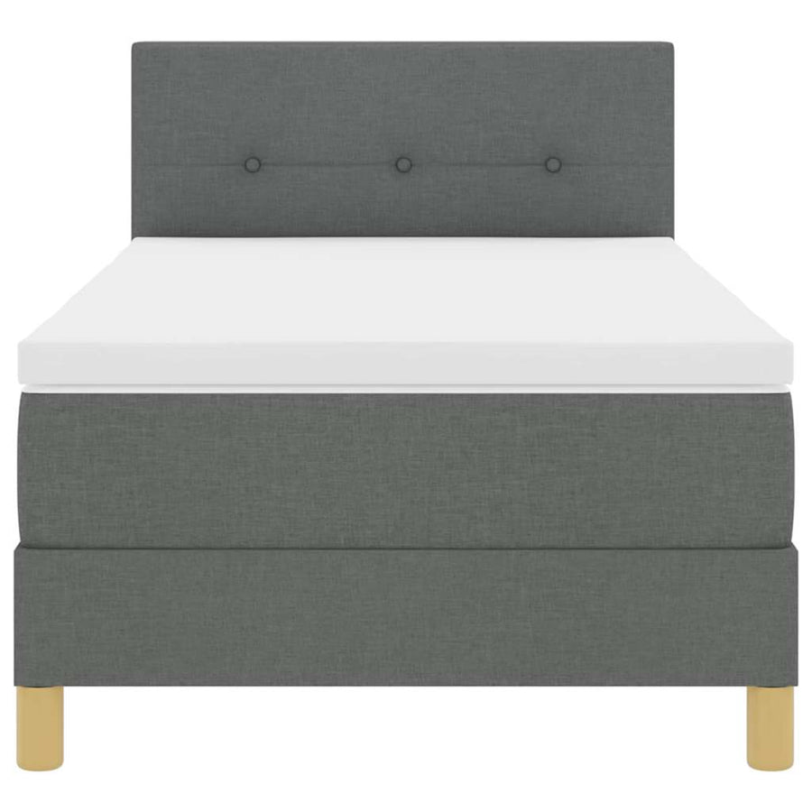 LED Box Spring Bed met hoofdeinde Donkergrijs 90 x 200 cm Stof