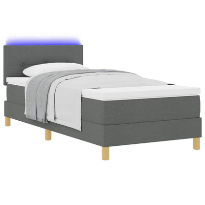 LED Box Spring Bed met hoofdeinde Donkergrijs 90 x 200 cm Stof
