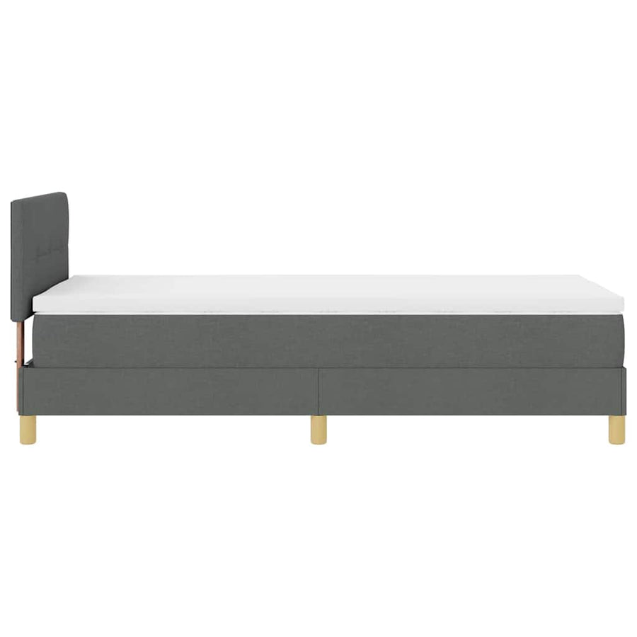 LED Box Spring Bed met hoofdeinde Donkergrijs 90 x 200 cm Stof