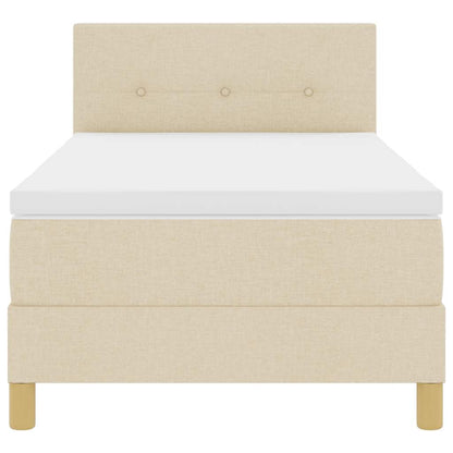 LED Box Spring Bed met hoofdeinde Crème 90 x 200 cm Stof