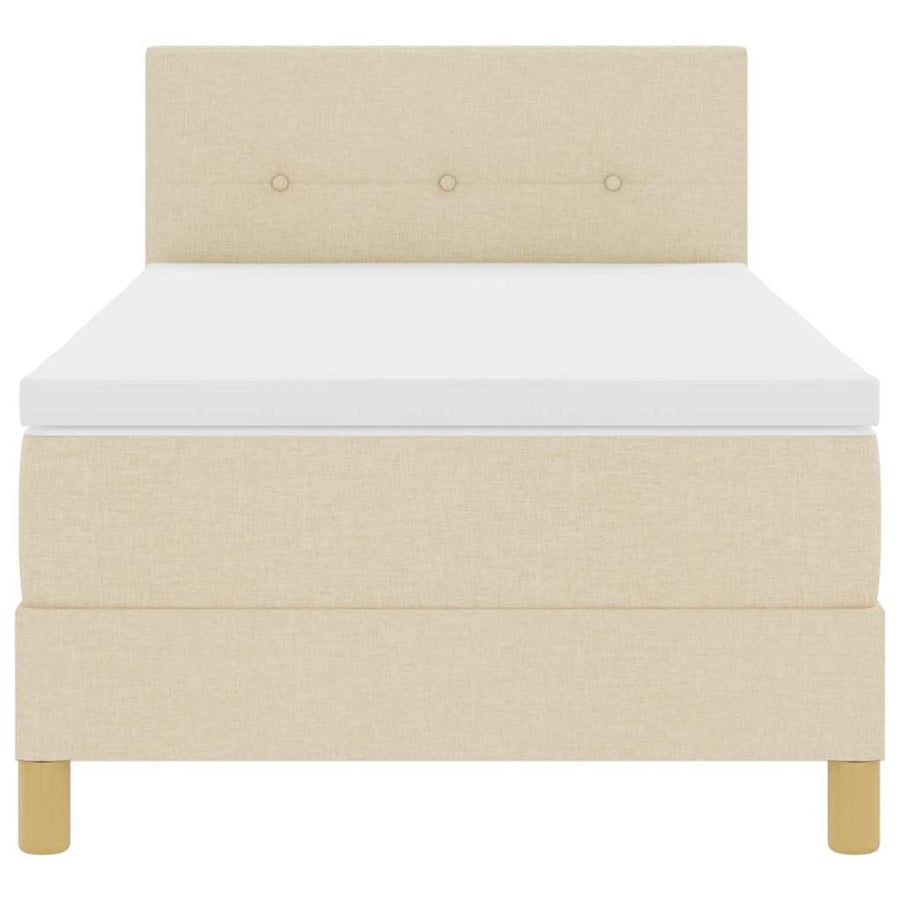 LED Box Spring Bed met hoofdeinde Crème 90 x 200 cm Stof