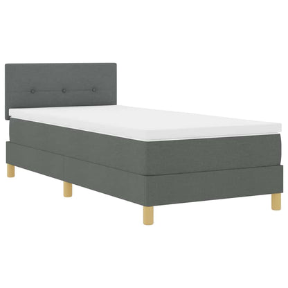 LED Box Spring Bed met kussen Donkergrijs 100 x 200 cm Stof