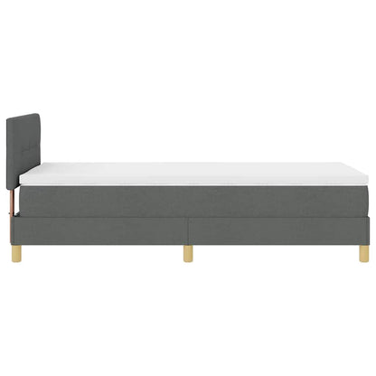 LED Box Spring Bed met kussen Donkergrijs 100 x 200 cm Stof