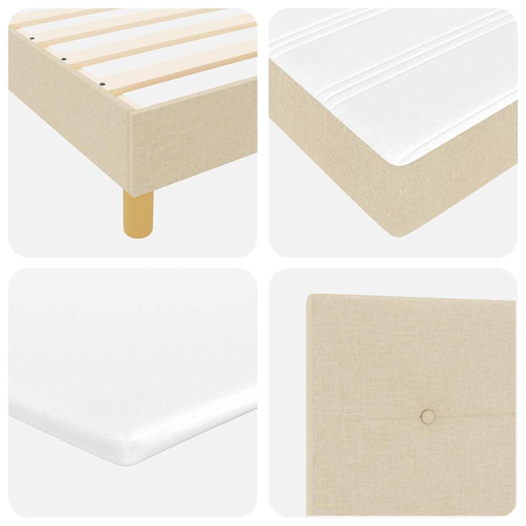 LED Box Spring Bed met hoofdeinde Crème 100 x 200 cm Stof