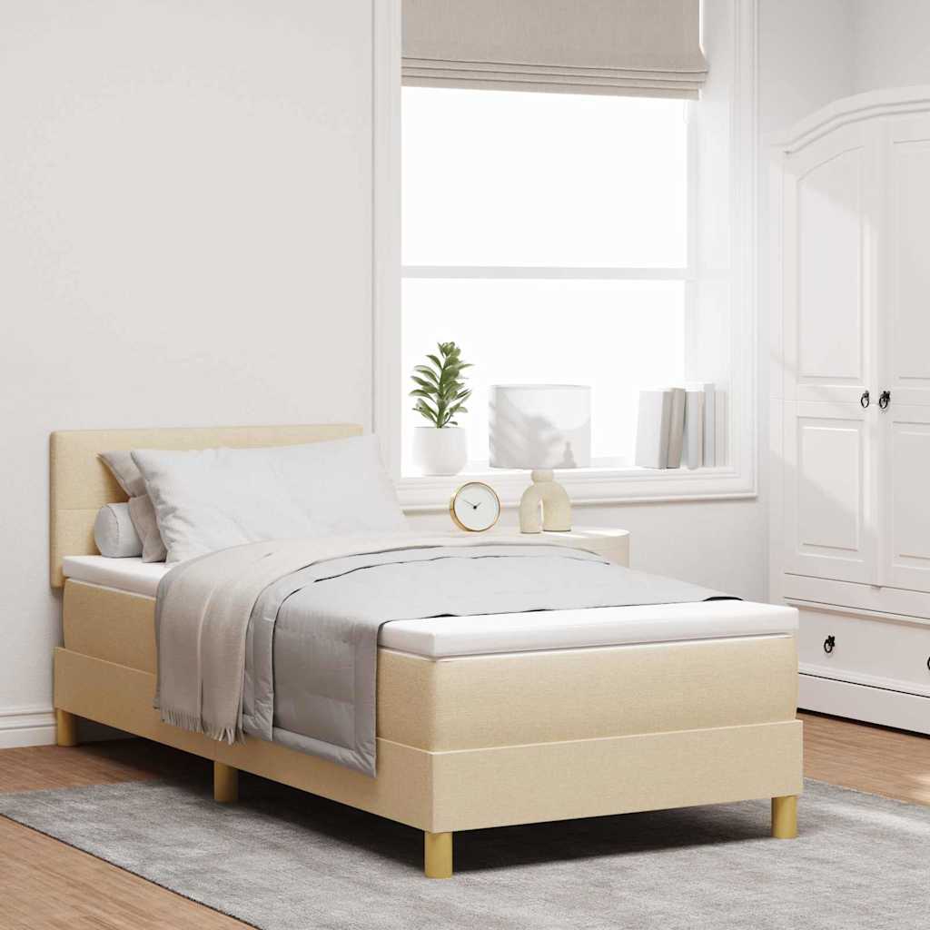 LED Box Spring Bed met hoofdeinde Crème 100 x 200 cm Stof