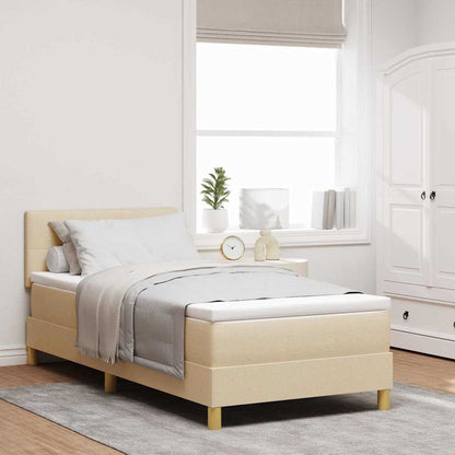 LED Box Spring Bed met hoofdeinde Crème 100 x 200 cm Stof