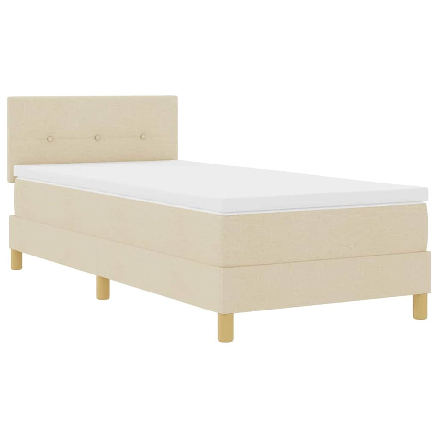 LED Box Spring Bed met hoofdeinde Crème 100 x 200 cm Stof