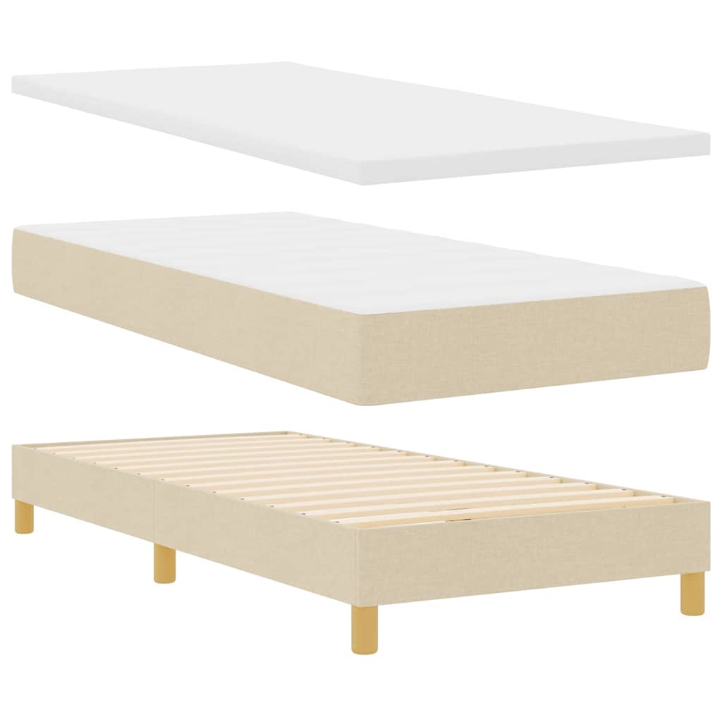 LED Box Spring Bed met hoofdeinde Crème 100 x 200 cm Stof