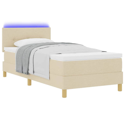 LED Box Spring Bed met hoofdeinde Crème 100 x 200 cm Stof