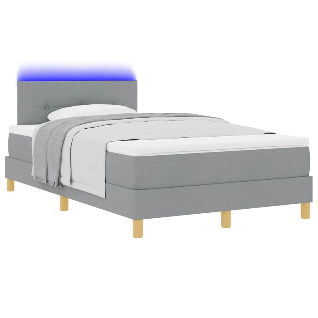 LED Box Spring Bed met hoofdeinde Lichtgrijs 120 x 190 cm Stof