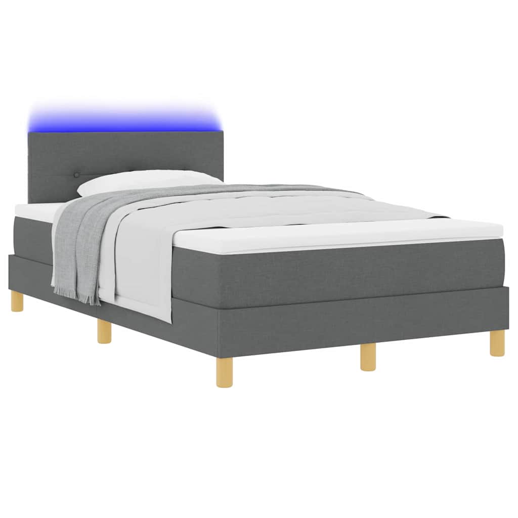 LED Box Spring Bed met hoofdeinde Donkergrijs 120 x 190 cm Stof