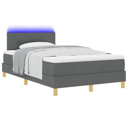 LED Box Spring Bed met hoofdeinde Donkergrijs 120 x 190 cm Stof