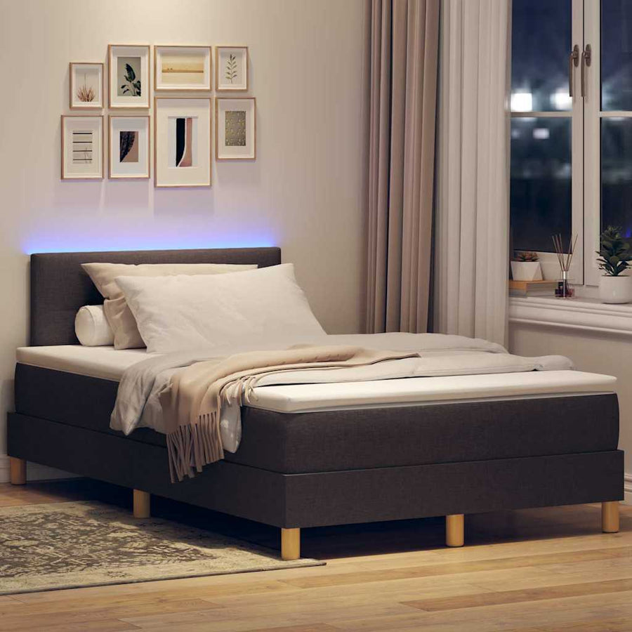 Boxspring bed met matras Donkerbruin 120 x 190 cm Stof