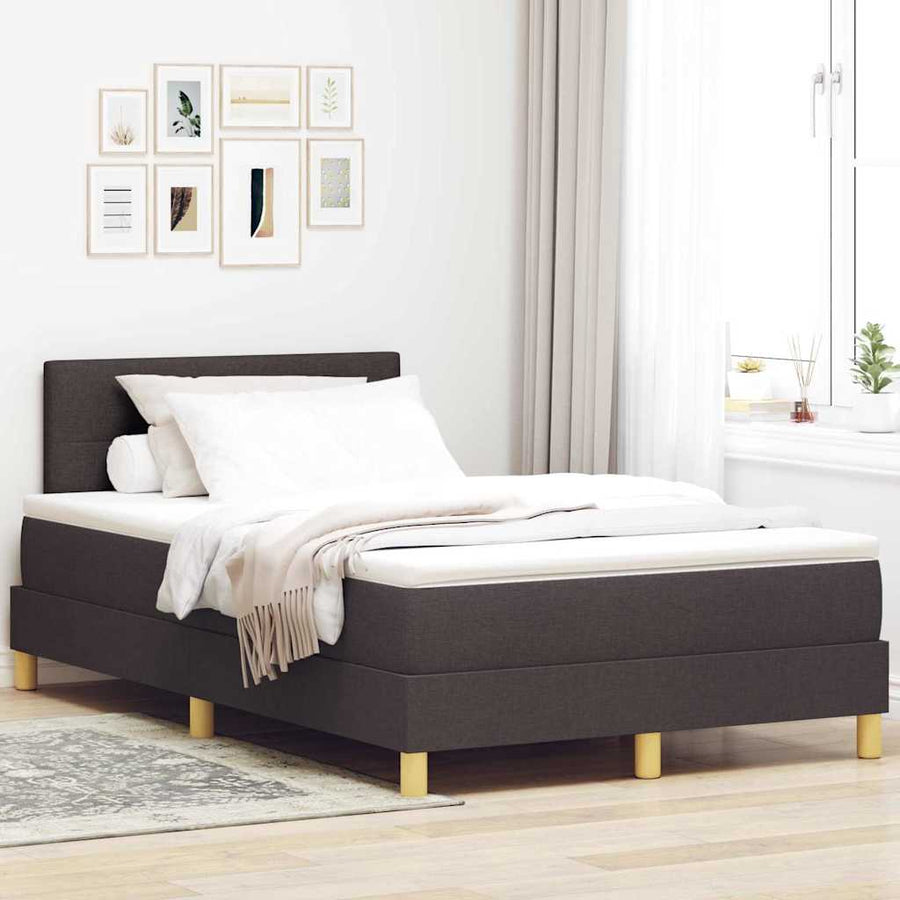 Boxspring bed met matras Donkerbruin 120 x 190 cm Stof