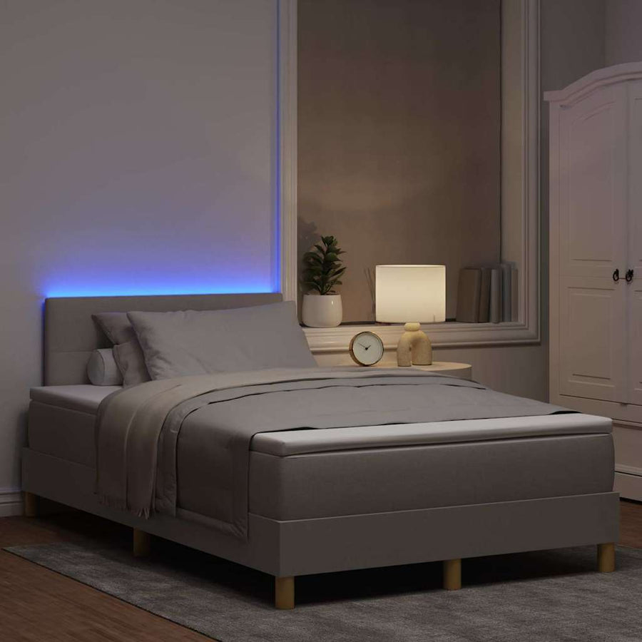 LED Box Spring Bed met hoofdeinde Taupe 120 x 190 cm Stof