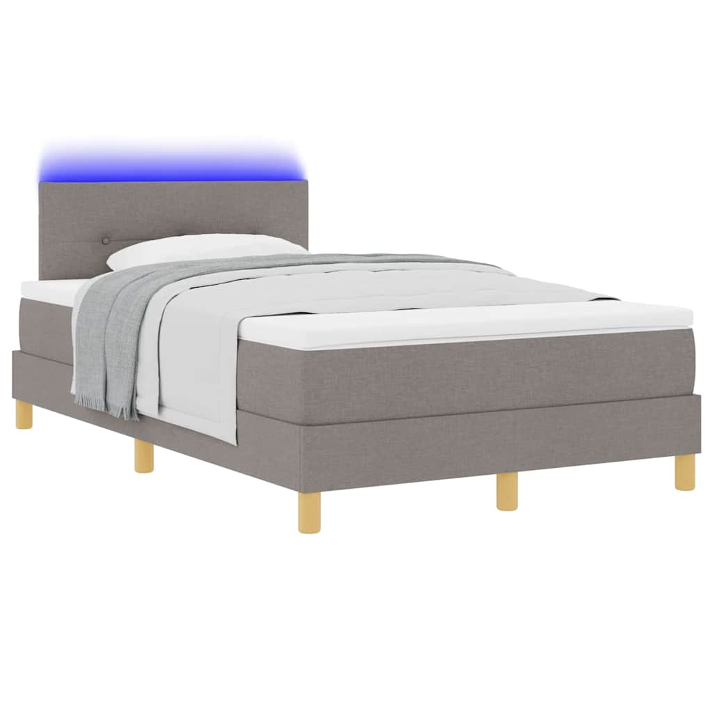 LED Box Spring Bed met hoofdeinde Taupe 120 x 190 cm Stof