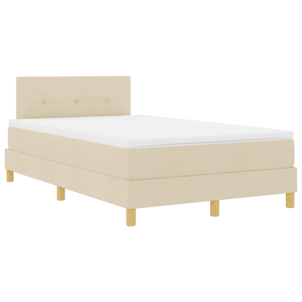 LED Box Spring Bed met hoofdeinde Crème 120 x 190 cm Stof