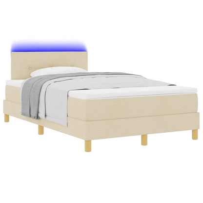 LED Box Spring Bed met hoofdeinde Crème 120 x 190 cm Stof