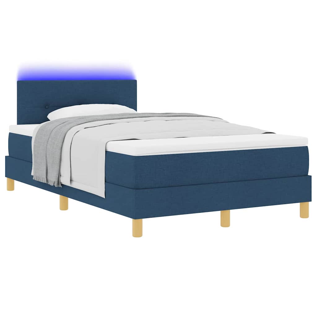 LED Box Spring Bed met matras met LED Blauw 120 x 190 cm Stof