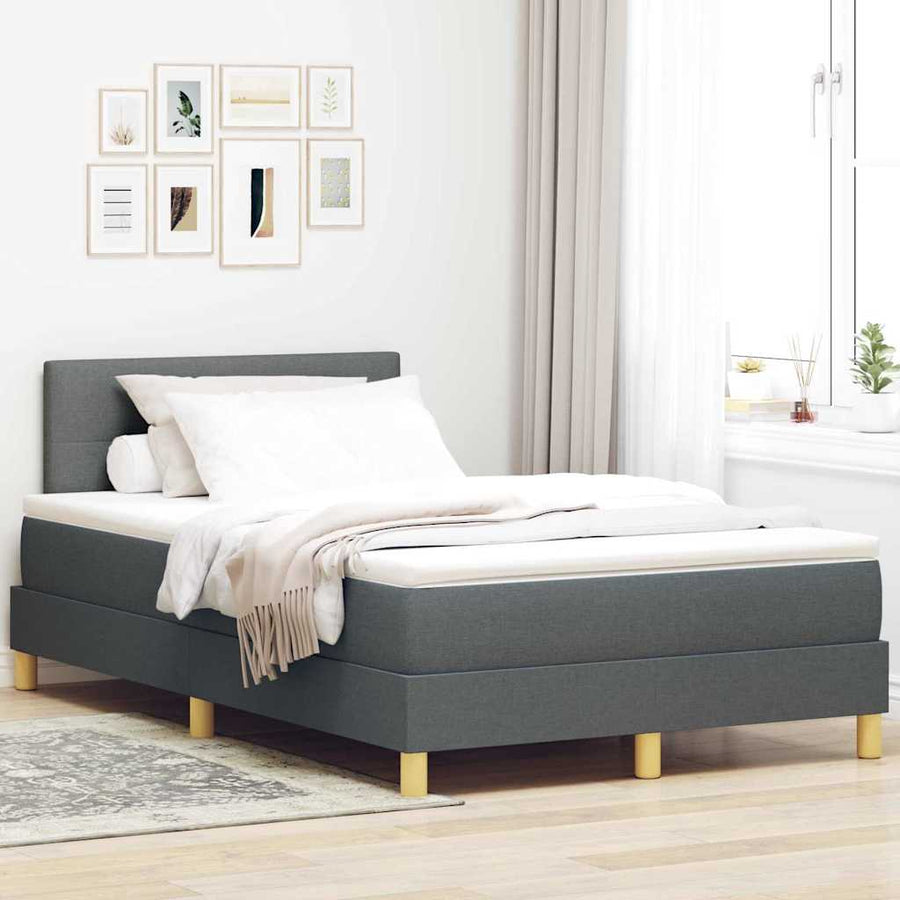 LED Box Spring Bed met hoofdeinde Donkergrijs 120 x 200 cm Stof