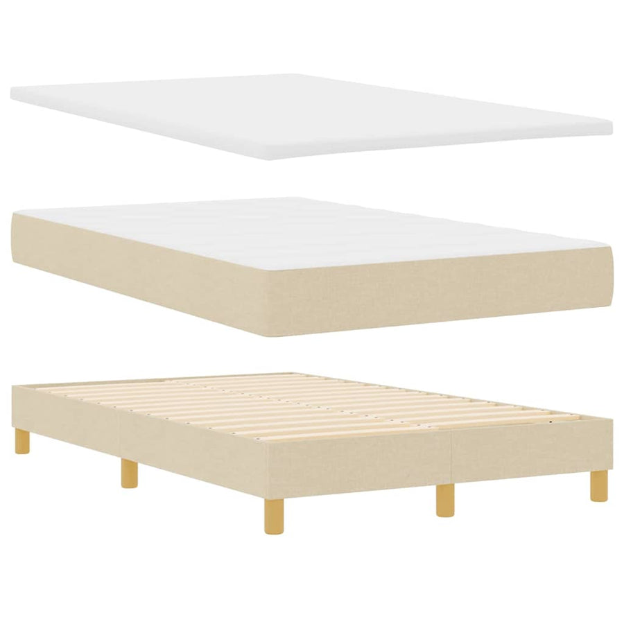 LED Box Spring Bed met hoofdeinde Crème 120 x 200 cm Stof